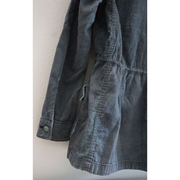 Free People OB610284 Women Sz M Charcoal Blue Double Cloth Military Jacket - Picture 5 of 13